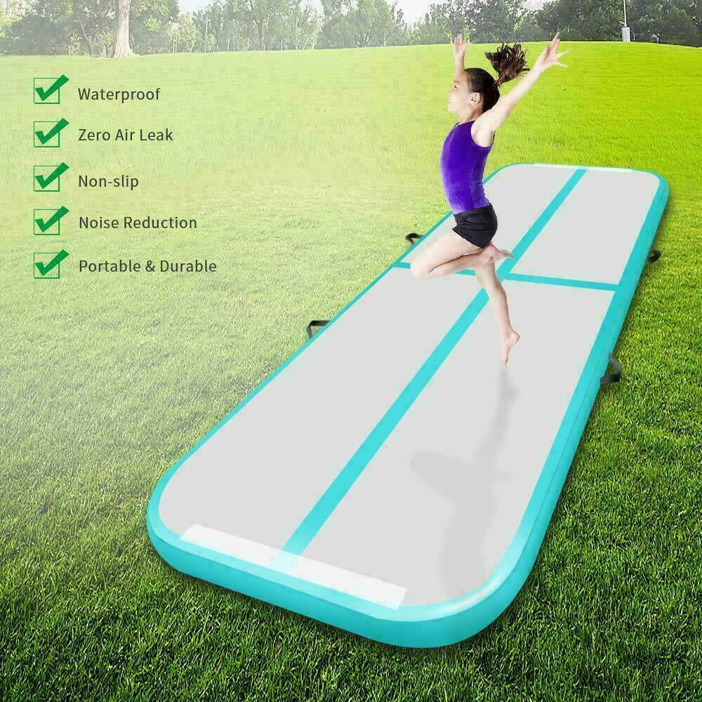 Green 4m*1m*0.1m Inflatable Air Track Tumbling Gymnastic Mat Floor Home Training Yoga W/ Pump - Image 3