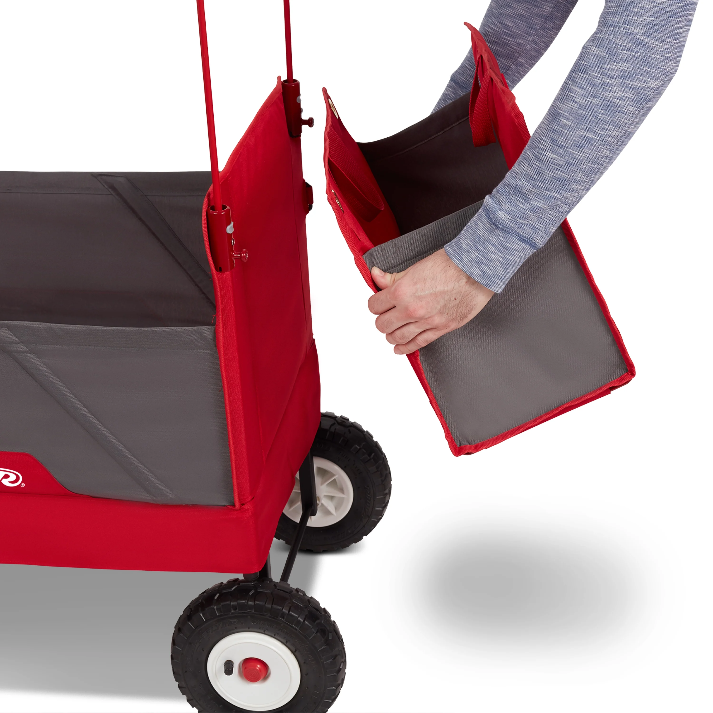 Radio Flyer, 3 - in - 1 All - Terrain EZ Fold Wagon with Canopy, Red and Gray, Air Tires