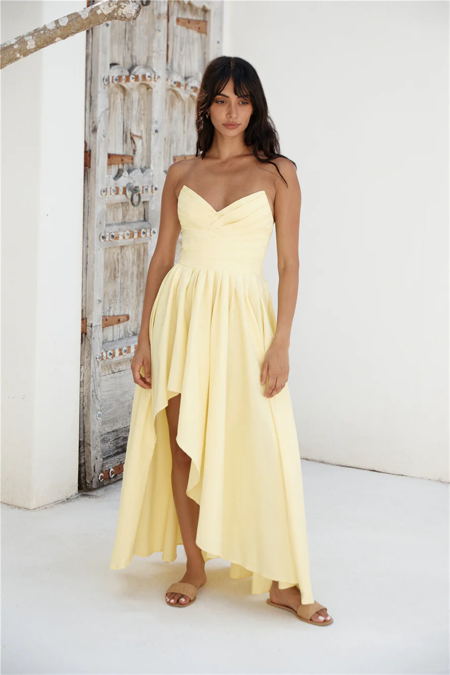 Wise Tales Strapless Maxi Dress Yellow
