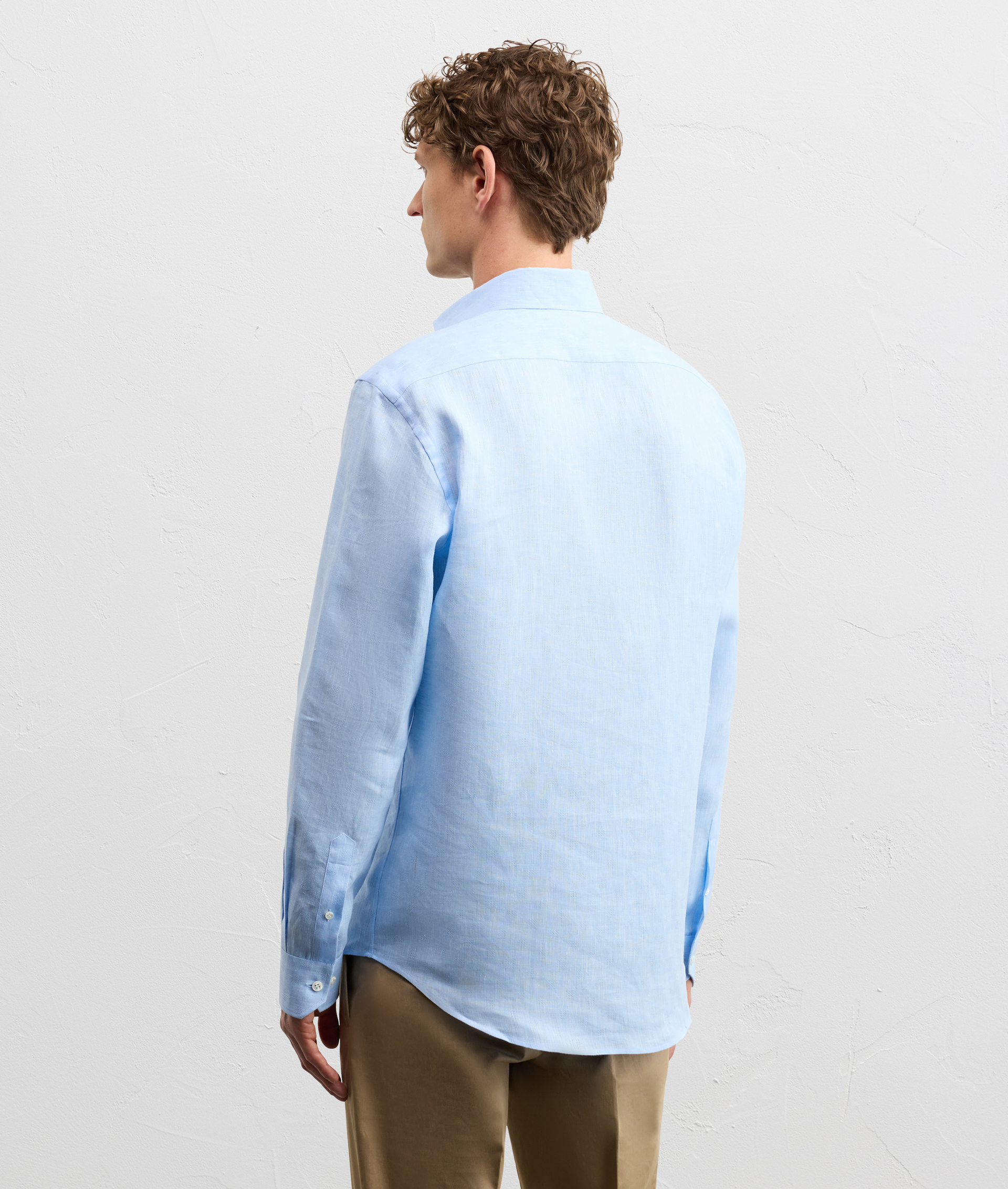 LIGHT BLUE LINEN FRENCH ONE PIECE PALERMO COLLAR SHIRT