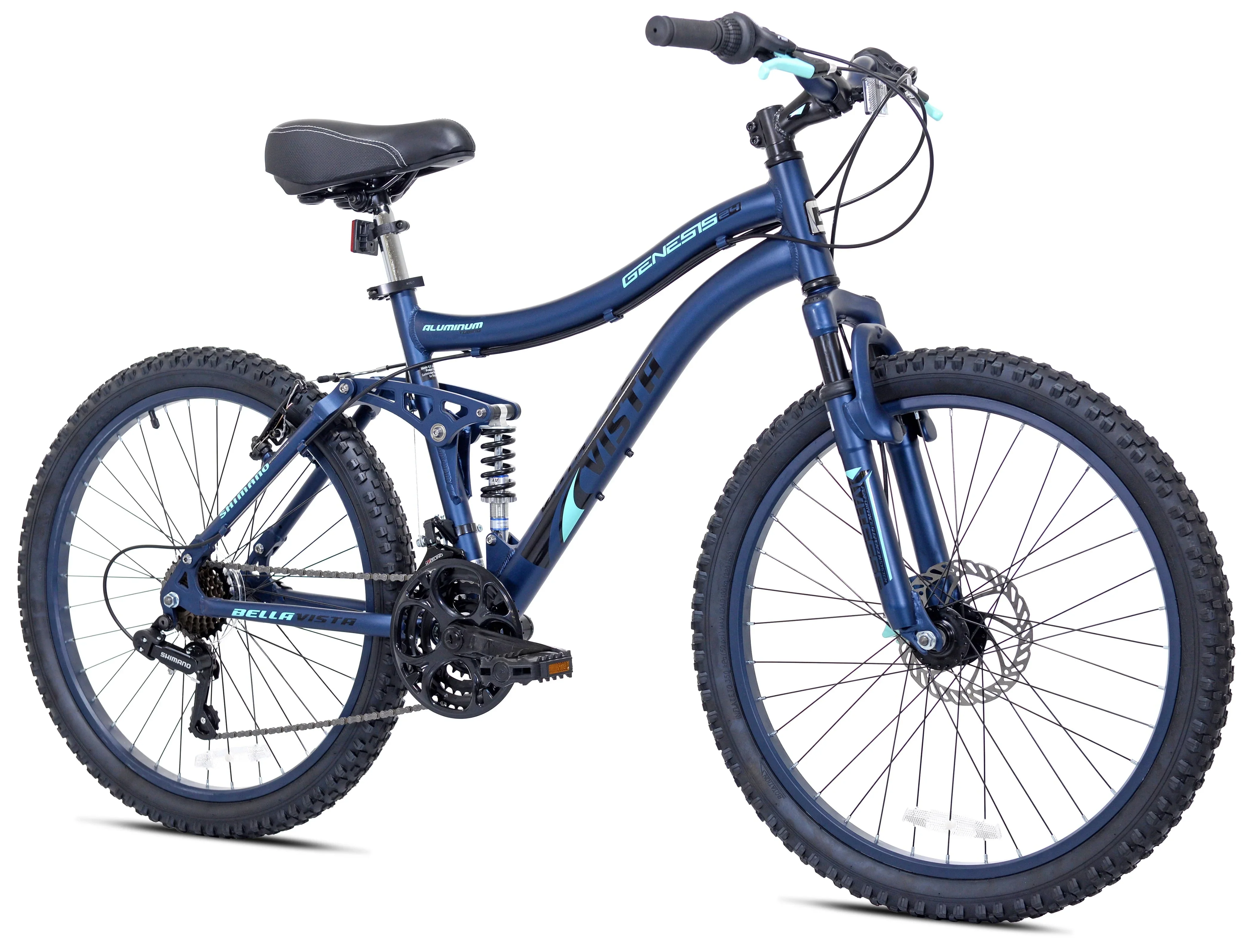 Genesis 24 Bella Vista Girl's Full Suspension Tween/Teen Mountain Bike, Blue