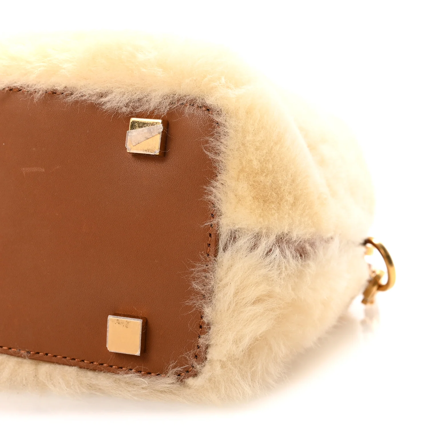 Shearling Le 37 Mini Bucket Bag Cream