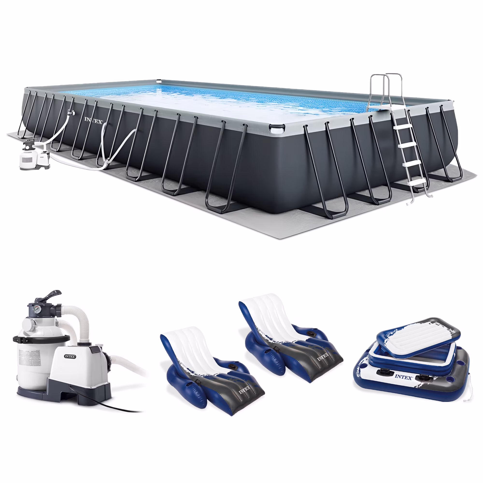32ft x 16ft x 52in Ultra XTR Above Ground Pool, Floats (2 Pack), Inflatable Cooler
