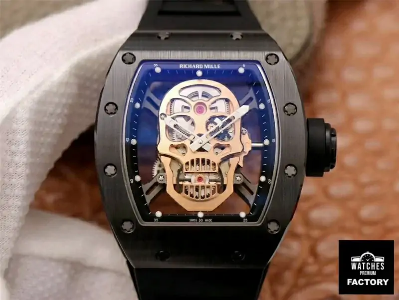 Richard Mille RM052-01 ZF Factory Black Ceramic Rose Gold Skull Dial