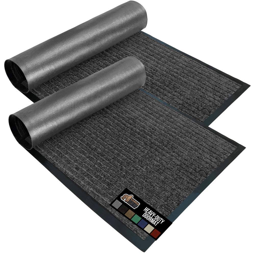 Gorilla Grip Original Low Profile Rubber Door Mat 35x23 Pack of 2 Durable Doormat for Indoor and Outdoor Waterproof Easy CL
