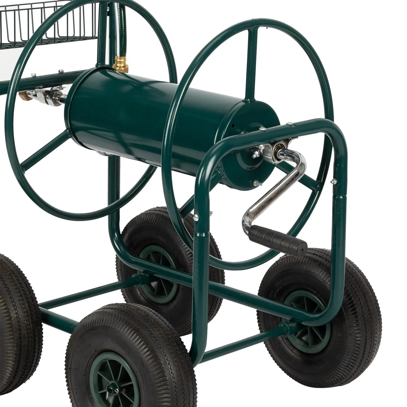 Ktaxon Garden hose cart Iron Four-Wheel Pipe Truck Dark Green