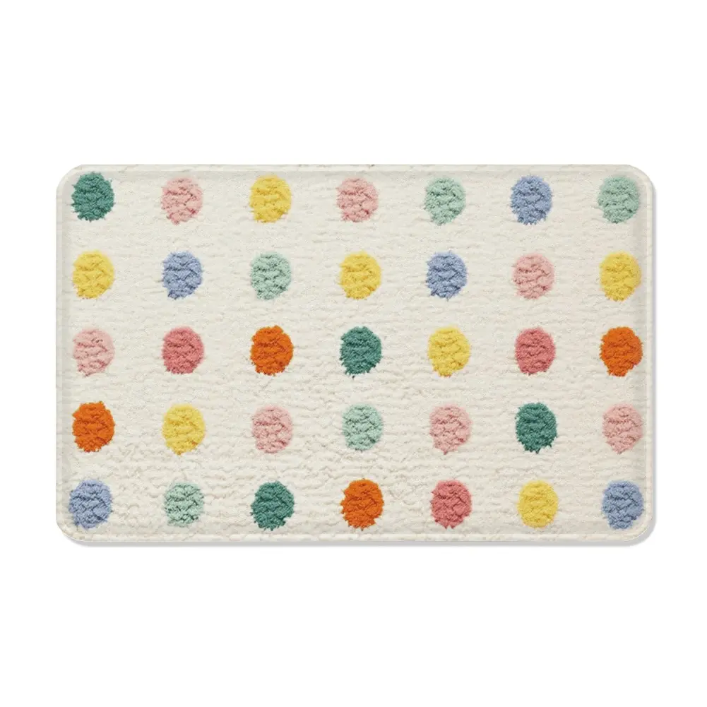 1pcOfColorfulPolkaDotPrintedMat,SuitableForKitchenMats,HallwayRugs,BedroomEntranceMats,BathroomMats,LivingRoomRugs,IndoorAndOutdoorMats,FrontDoorMats,StudyAreaRugs,Lightweight,Non-slipBottom,MachineWashable,ThickenedPlushMat - wanlinfang