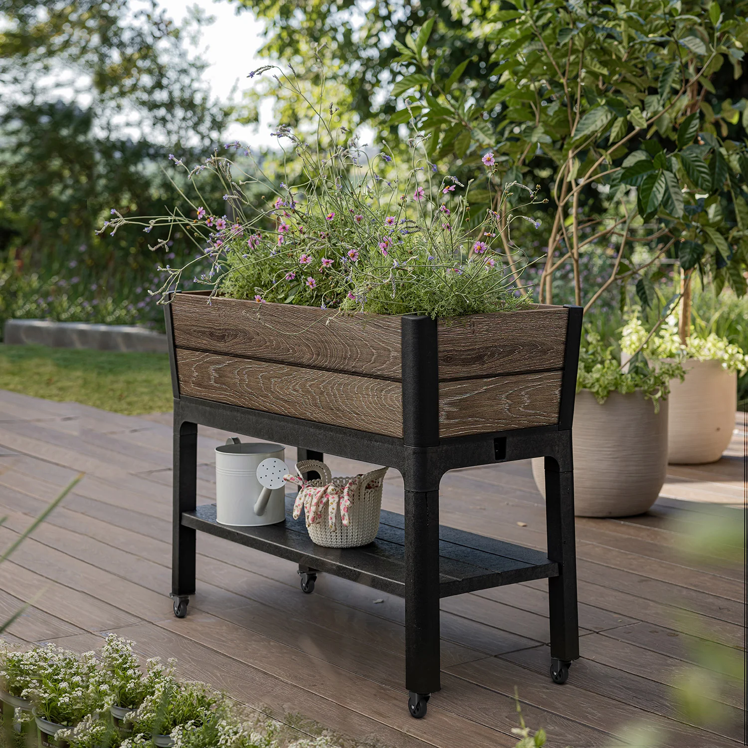 Keter Signature 29 Gallon Rolling Raised Garden Bed with Self Watering
