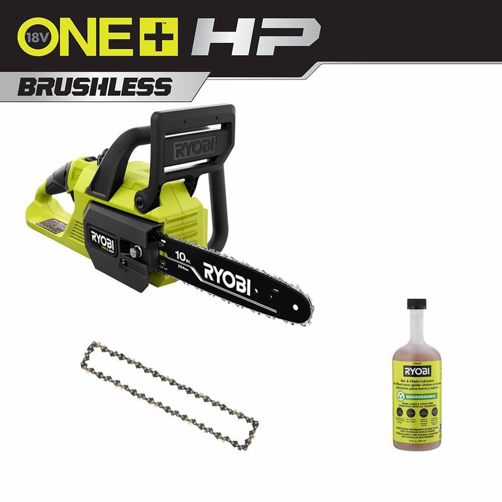 ONE+ HP 18V Brushless 10 in. Cordless Battery Chainsaw (Tool Only) with Extra Chain and Bar and Chain Oil