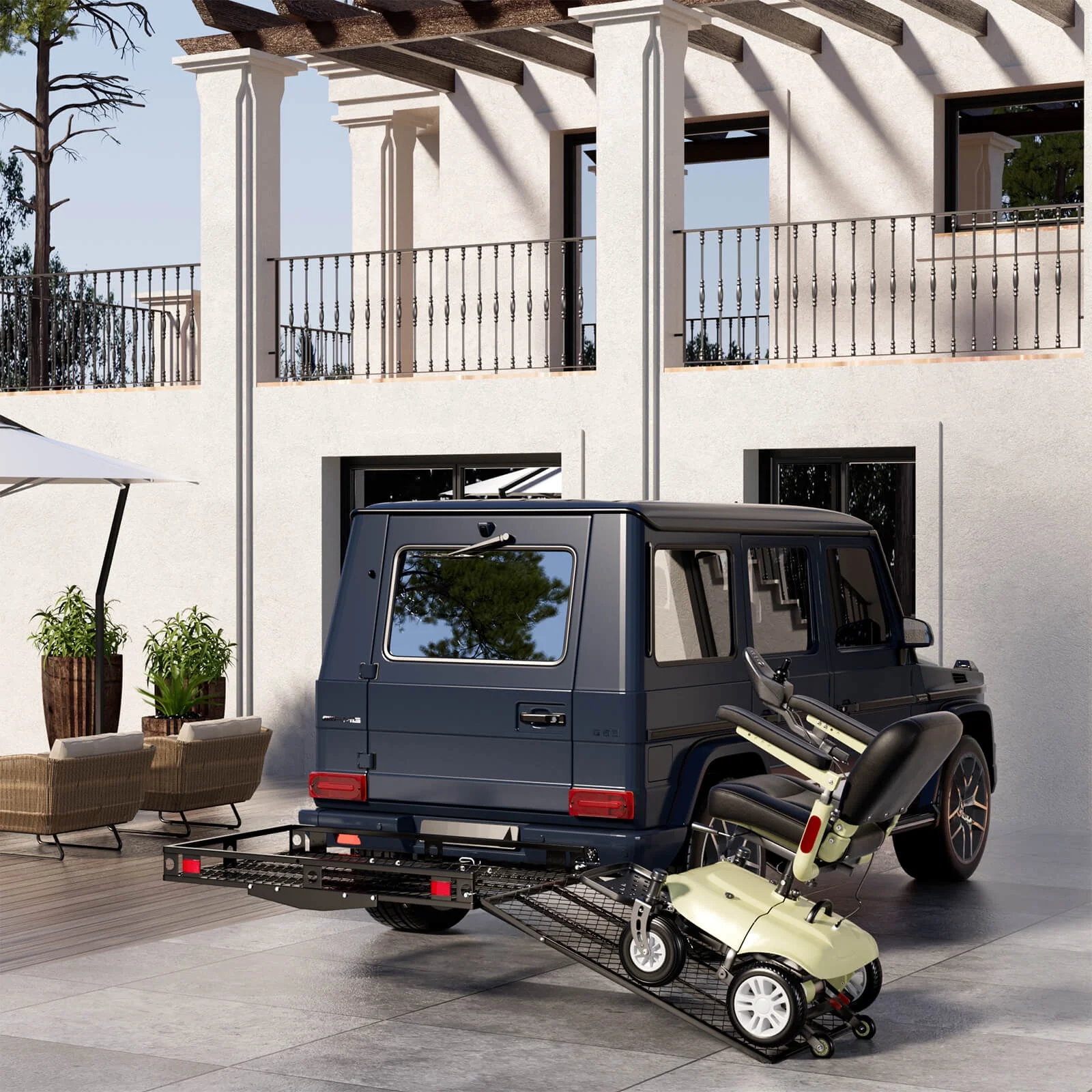 Costway 500 lb Strong Wheelchair Hitch Carrier Mobility Electric Scooter Loading Ramp