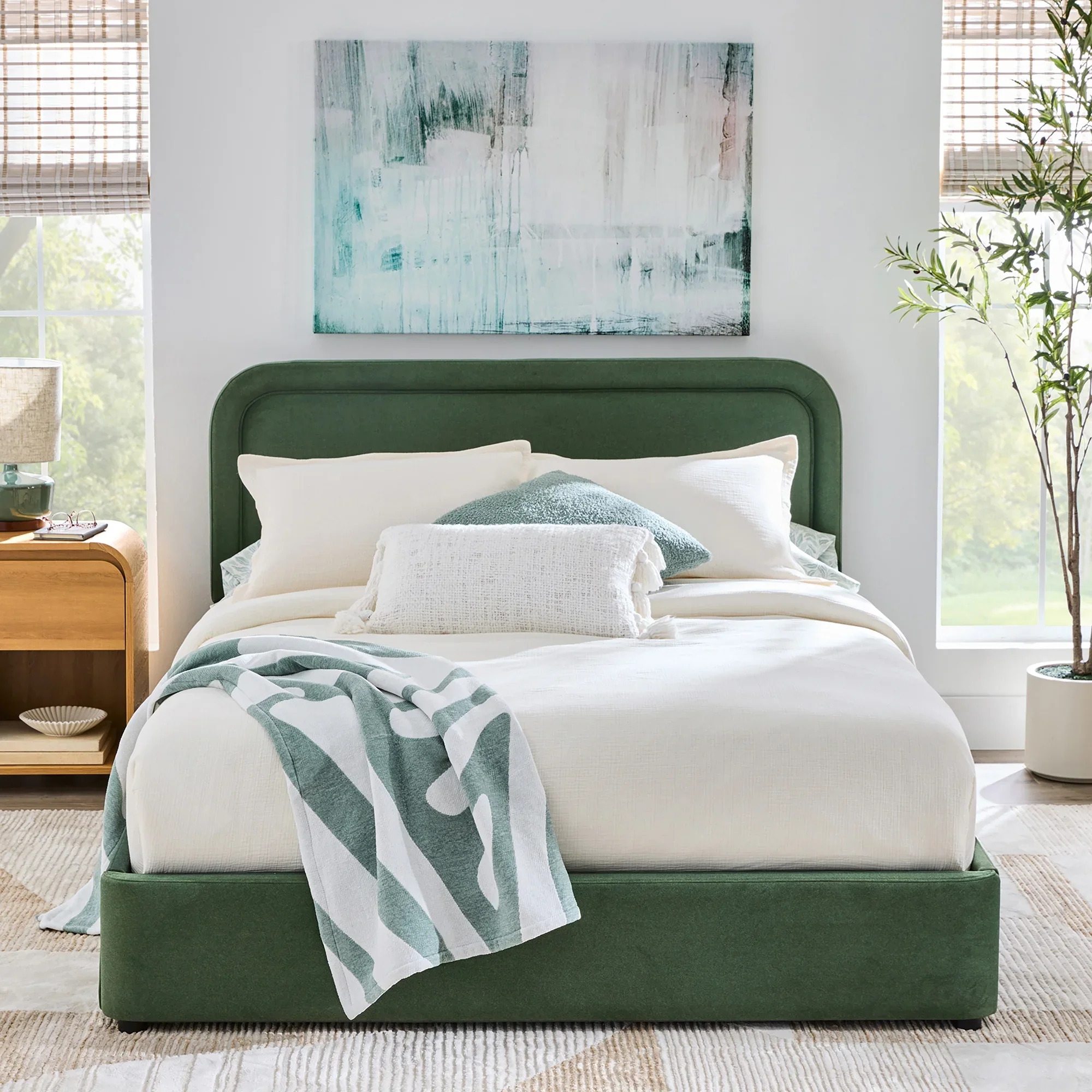 Better Homes & Gardens Juliet King Boucle Platform Bed, Ivory