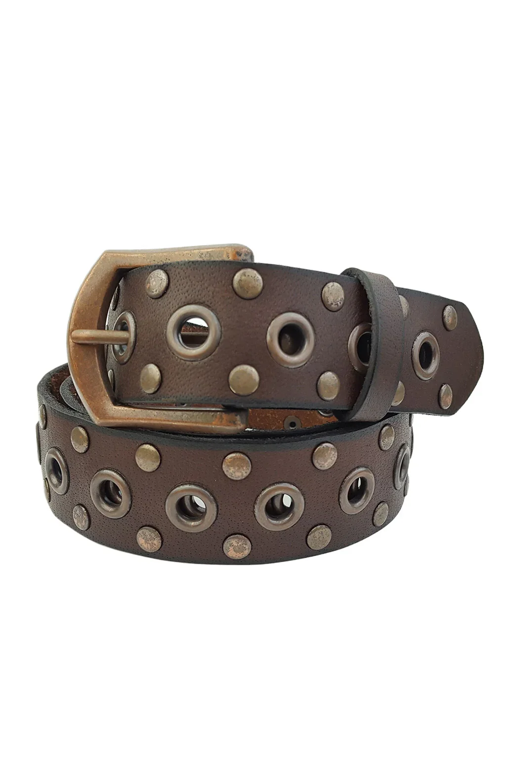 Cedar Brown Embellished Genuine Leather Belt