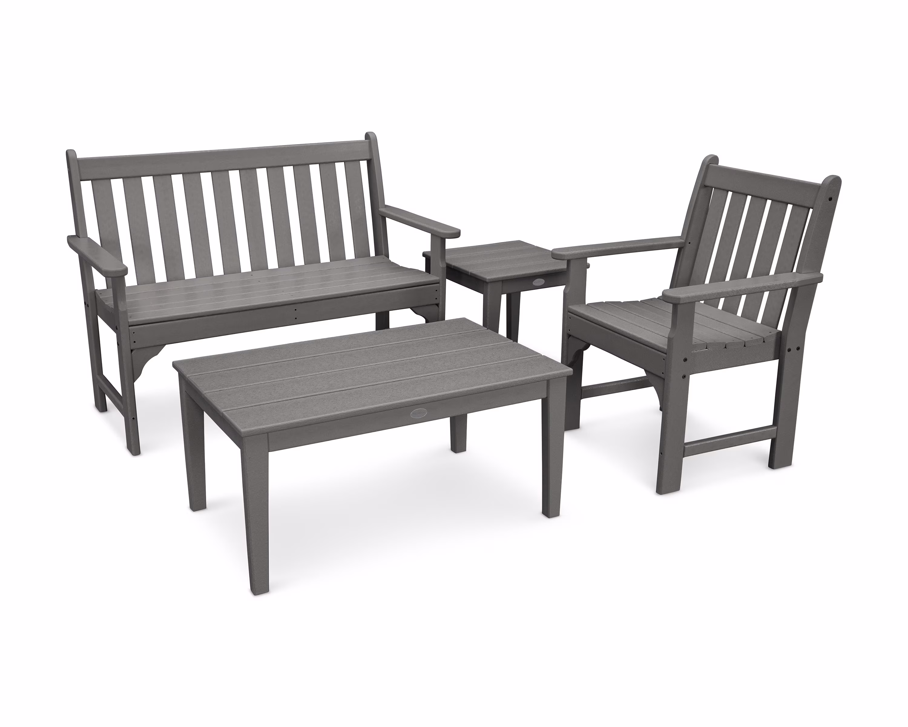 Vineyard 4-Piece Bench Seating Set in Slate Grey(Gray)