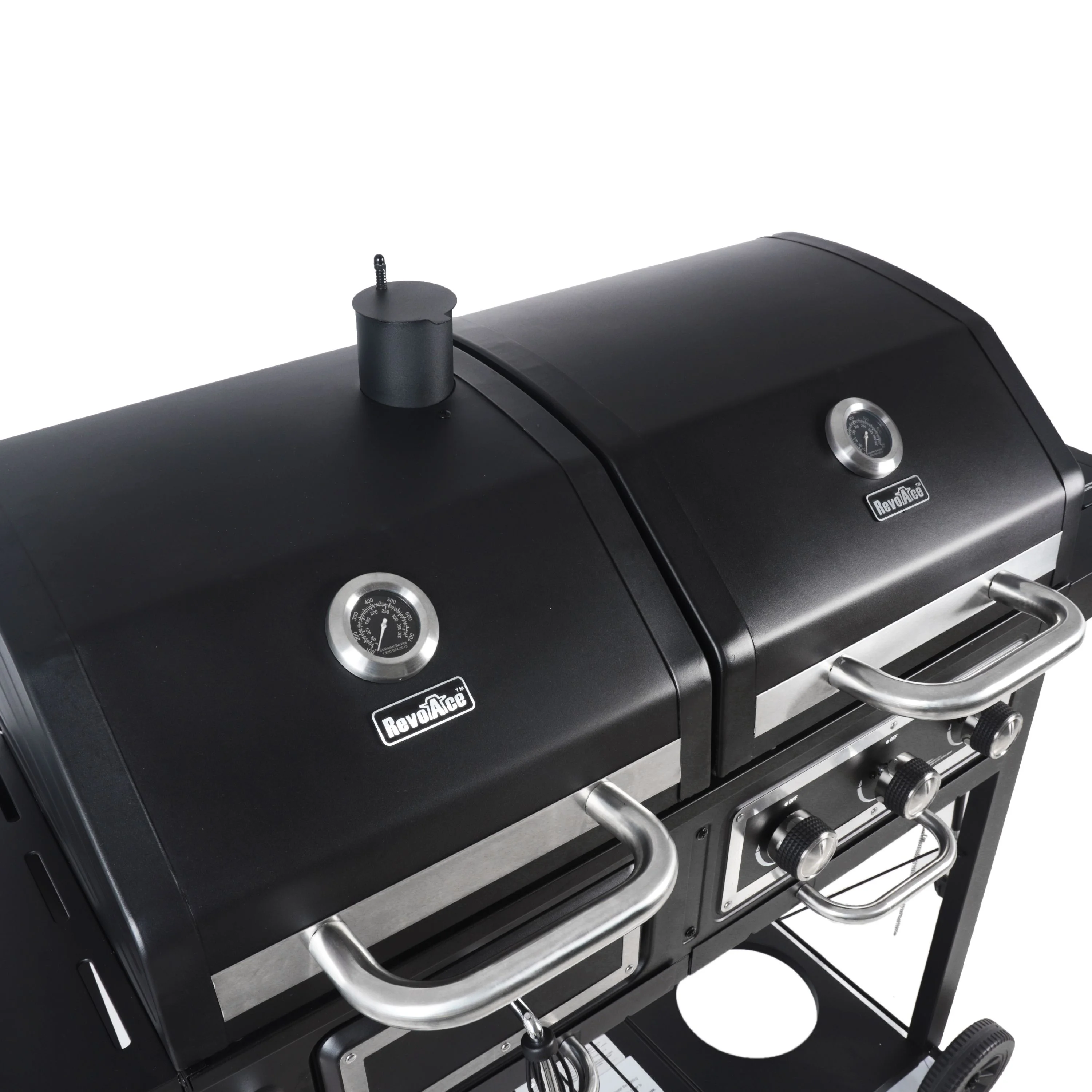 Dual Fuel Gas Charcoal Combo Grill, Black with Stainless - Image 7