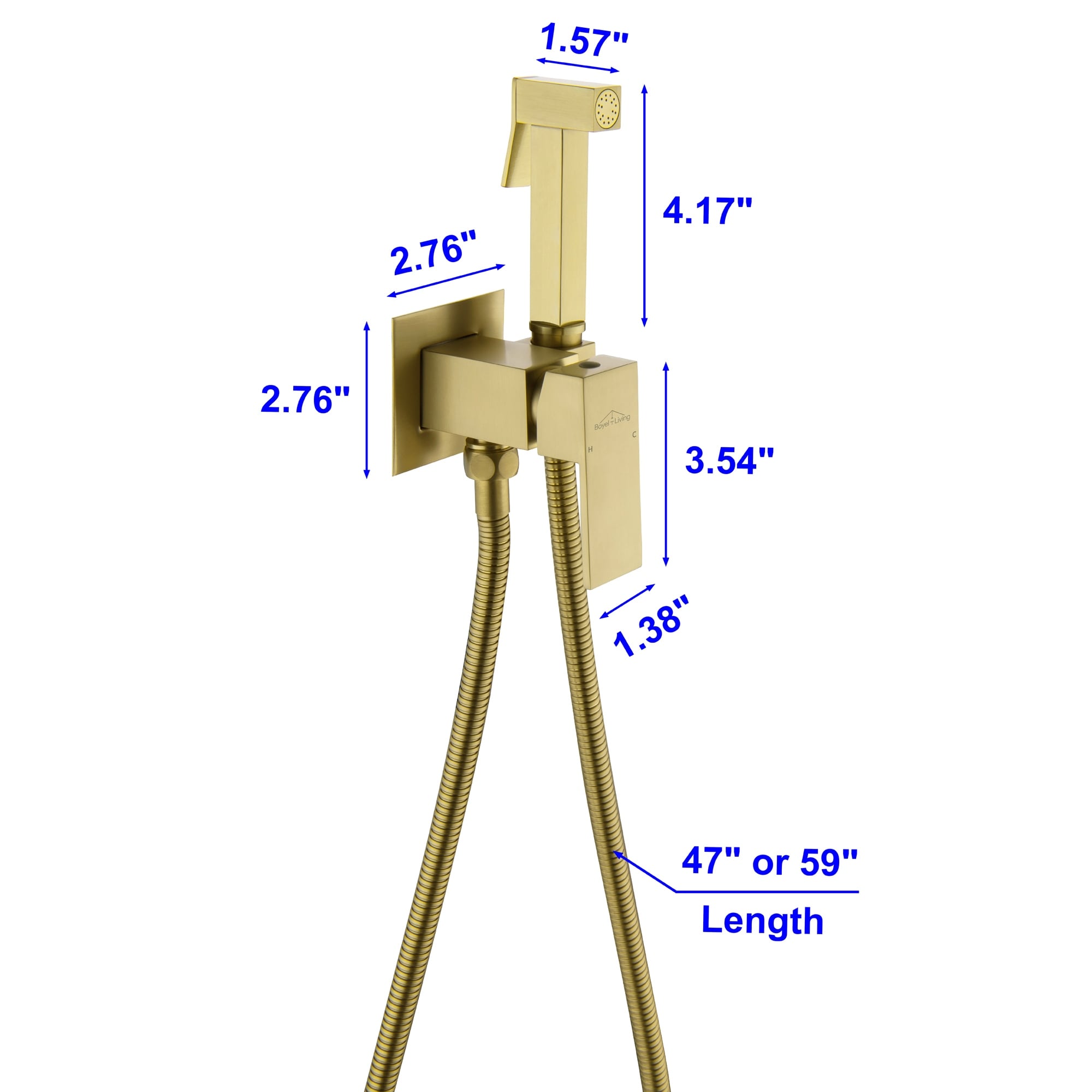 Clihome Wall Mount Single-Handle Bidet Faucet with Handle Gold Brushed