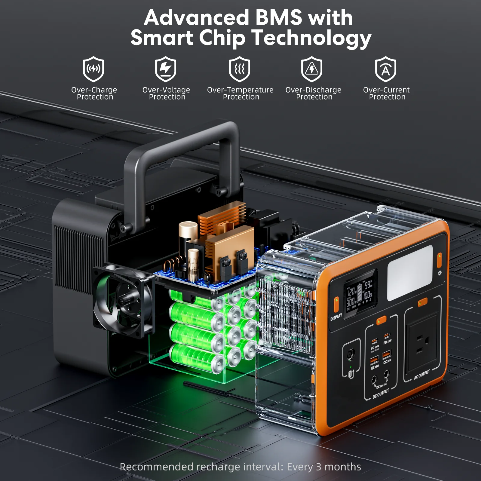 300W Portable Power Station, 288Wh 90000mAh portable solar generator with LED Light, Outdoor Solar Generator for Camping, RV, Home Backup, Emergency Power - Image 5