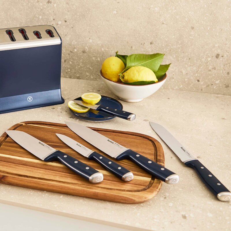 EverSharp Pro knivsett 5 deler m/knivblokk mørk blå