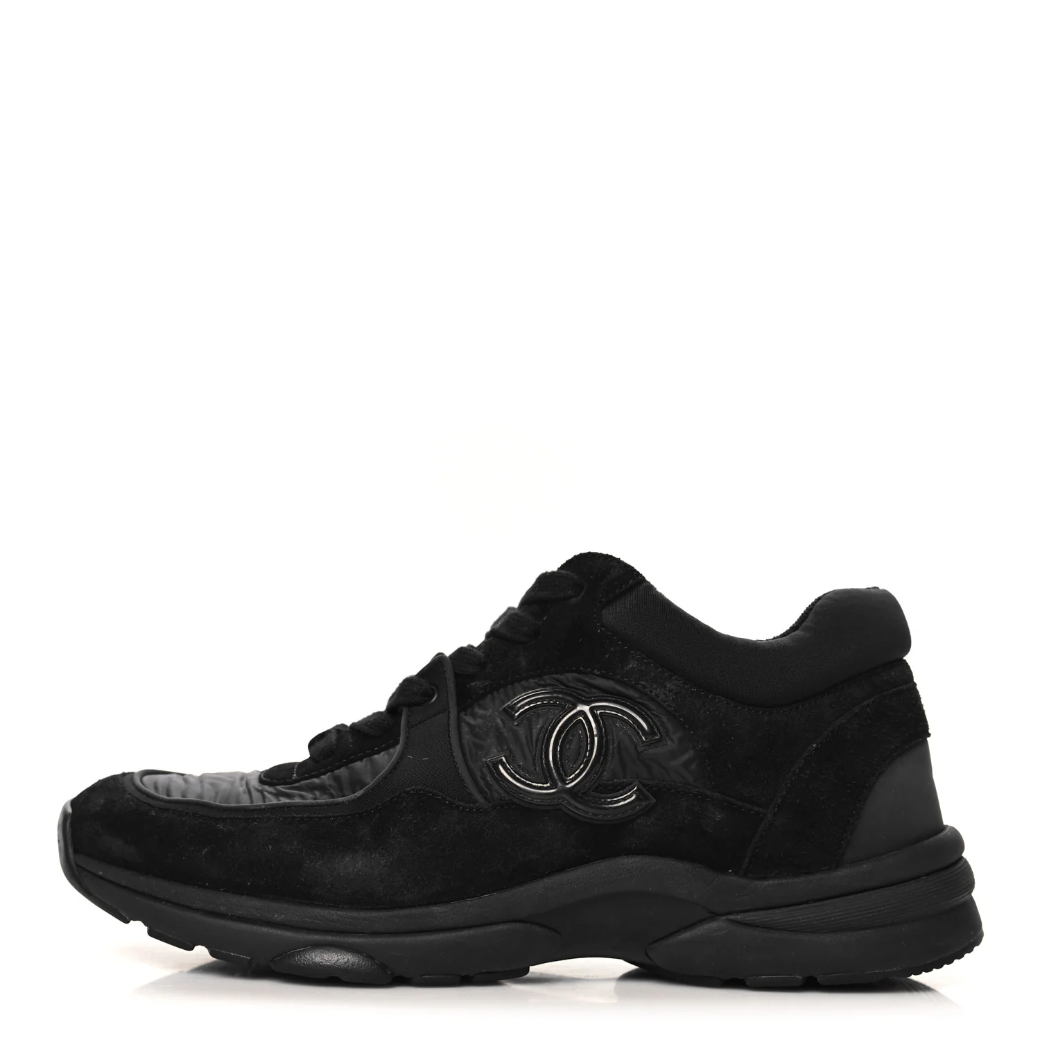 Nylon Calfskin Suede CC Sneakers 39 Black