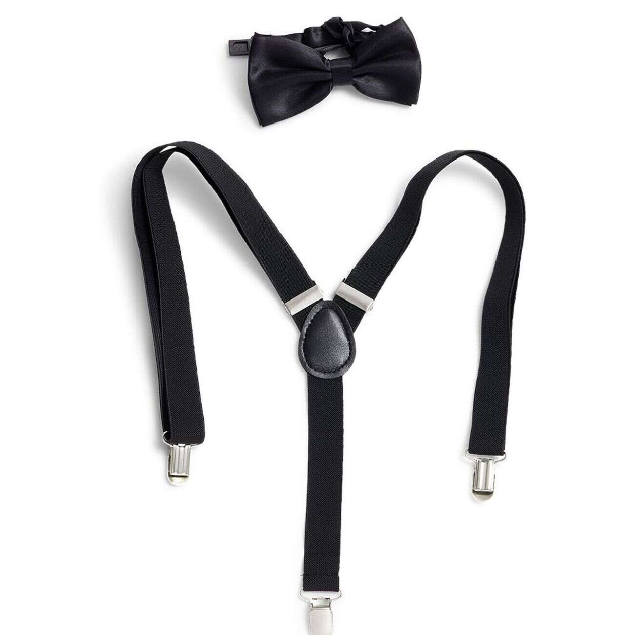 Bretelles fantaisie unies avec noeud papillon (2 modèles)