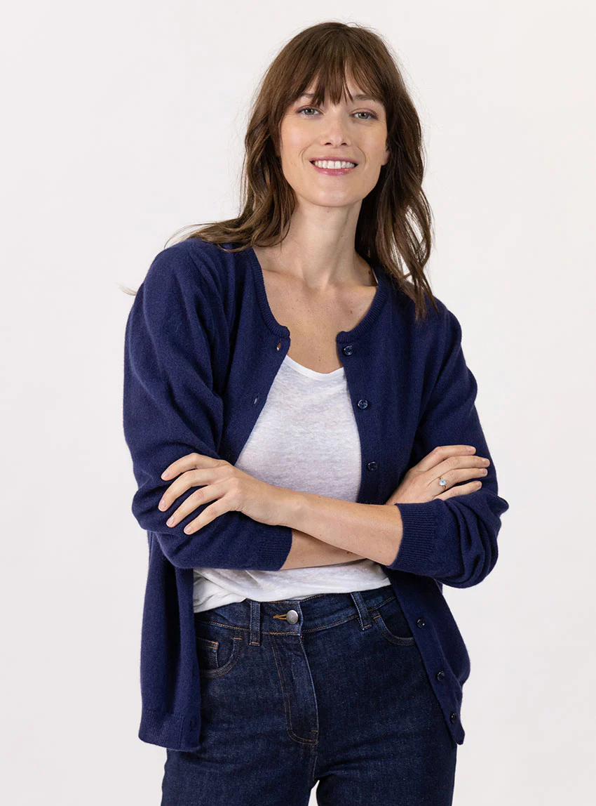 Cardigan femme en cachemire marine chic