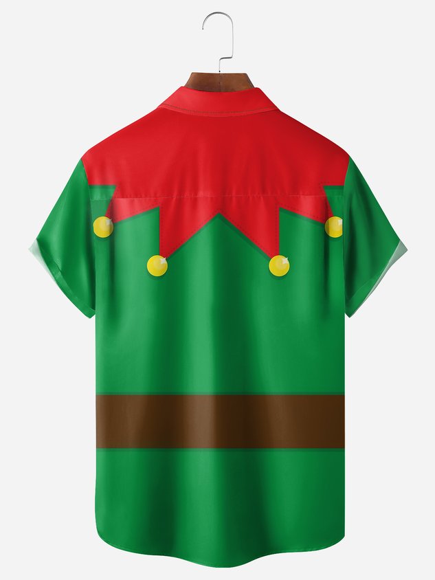 Chemise à manches courtes avec poche poitrine et motif lutin de Noël