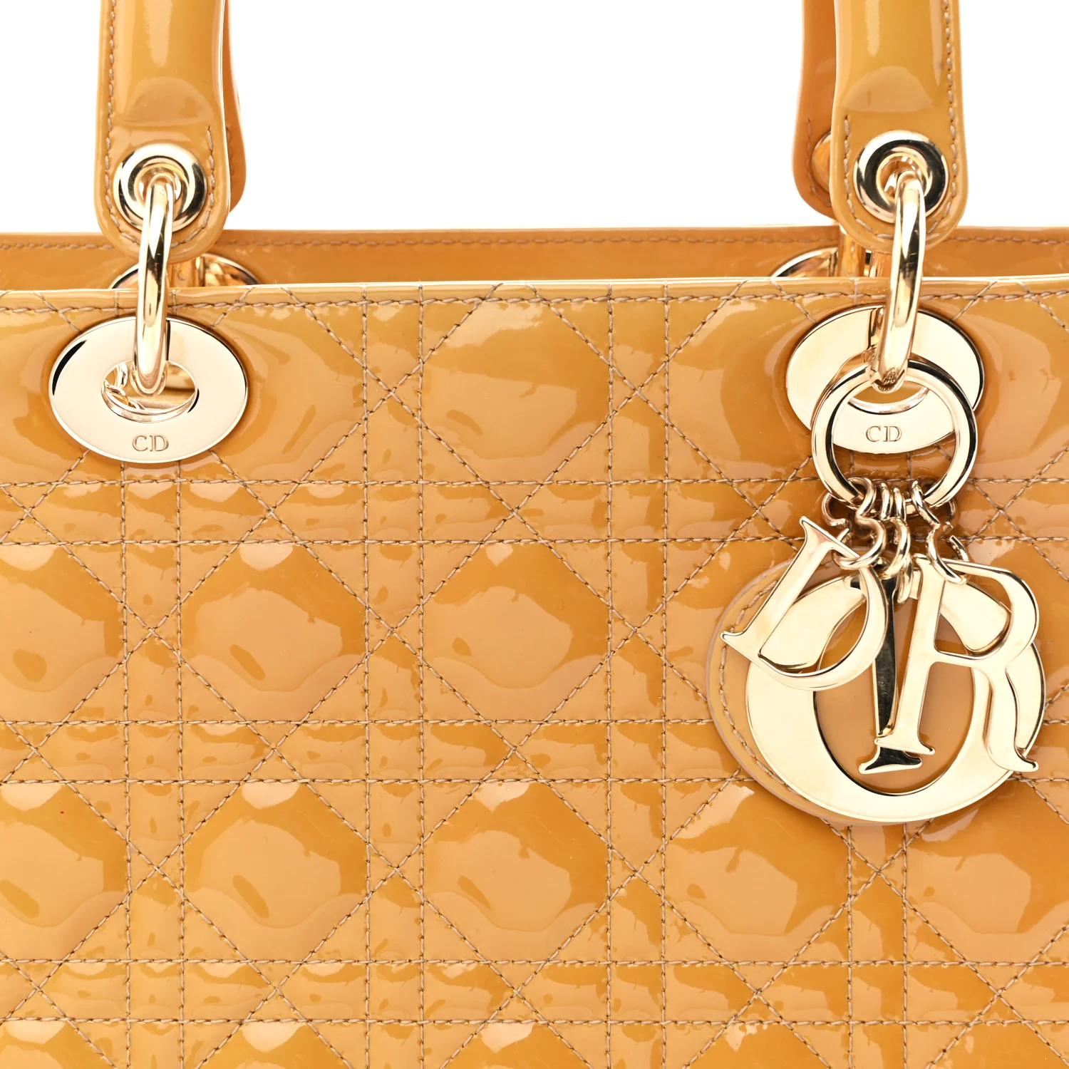 Patent Cannage Medium Lady Dior Dark Beige