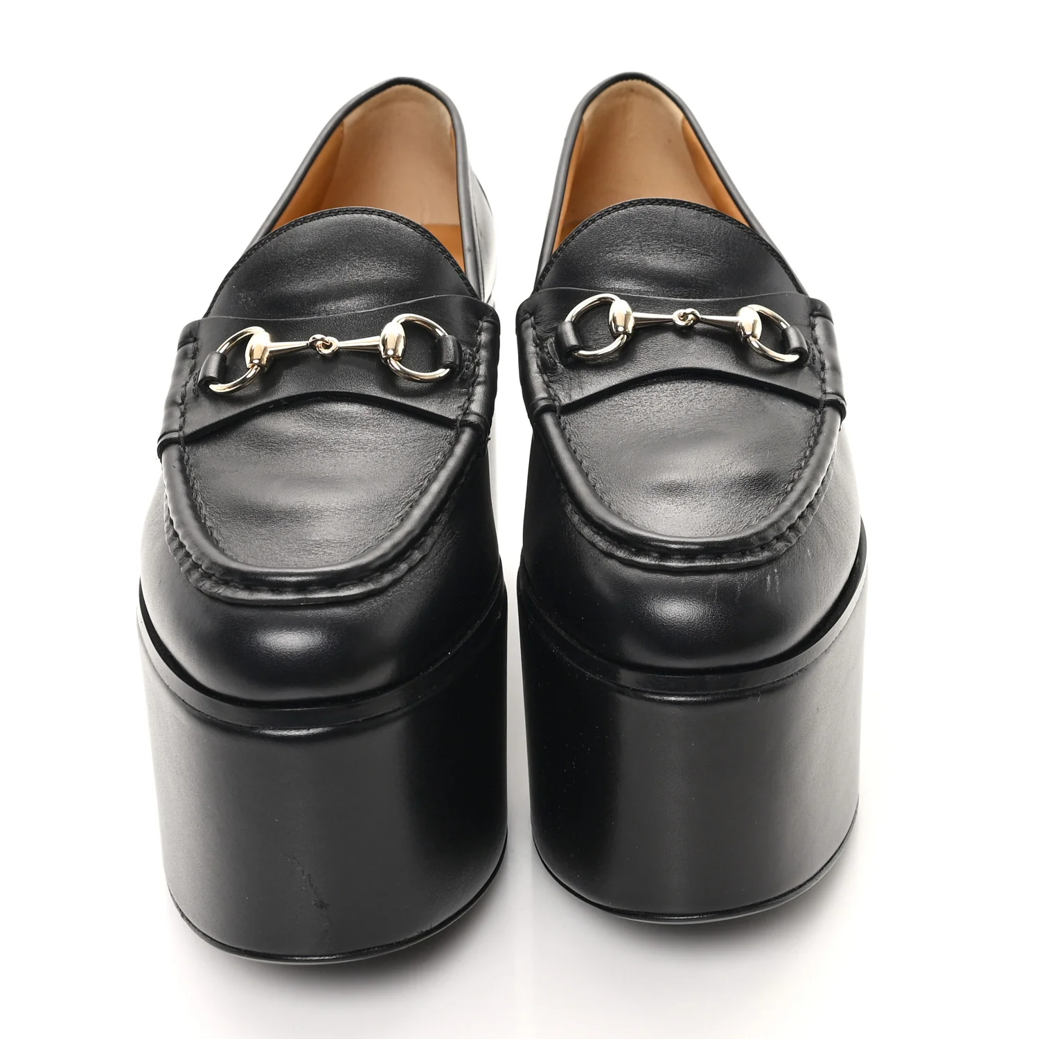 Ancora Calfskin Womens Horsebit Platform Loafers 39 Black