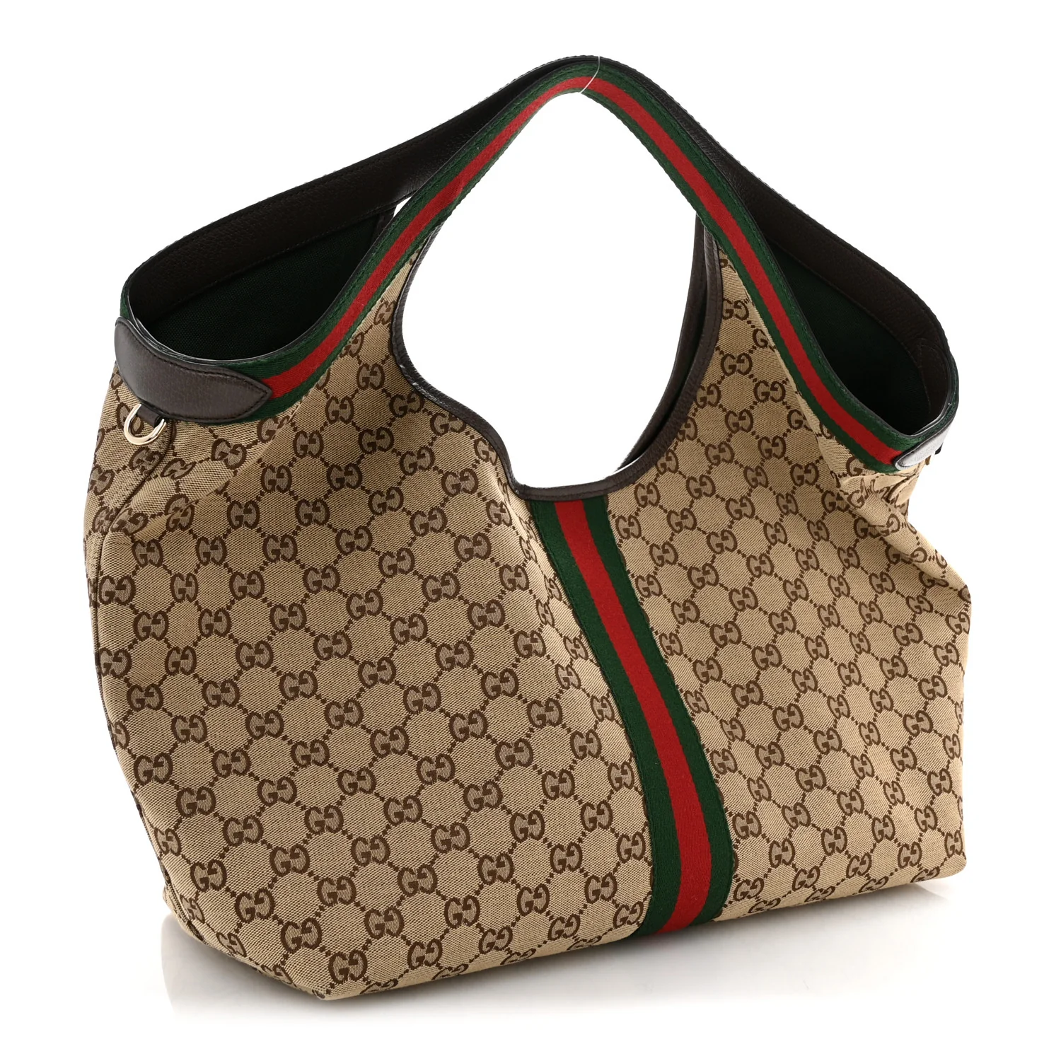 GG Monogram Web Large Giglio Tote Beige Brown