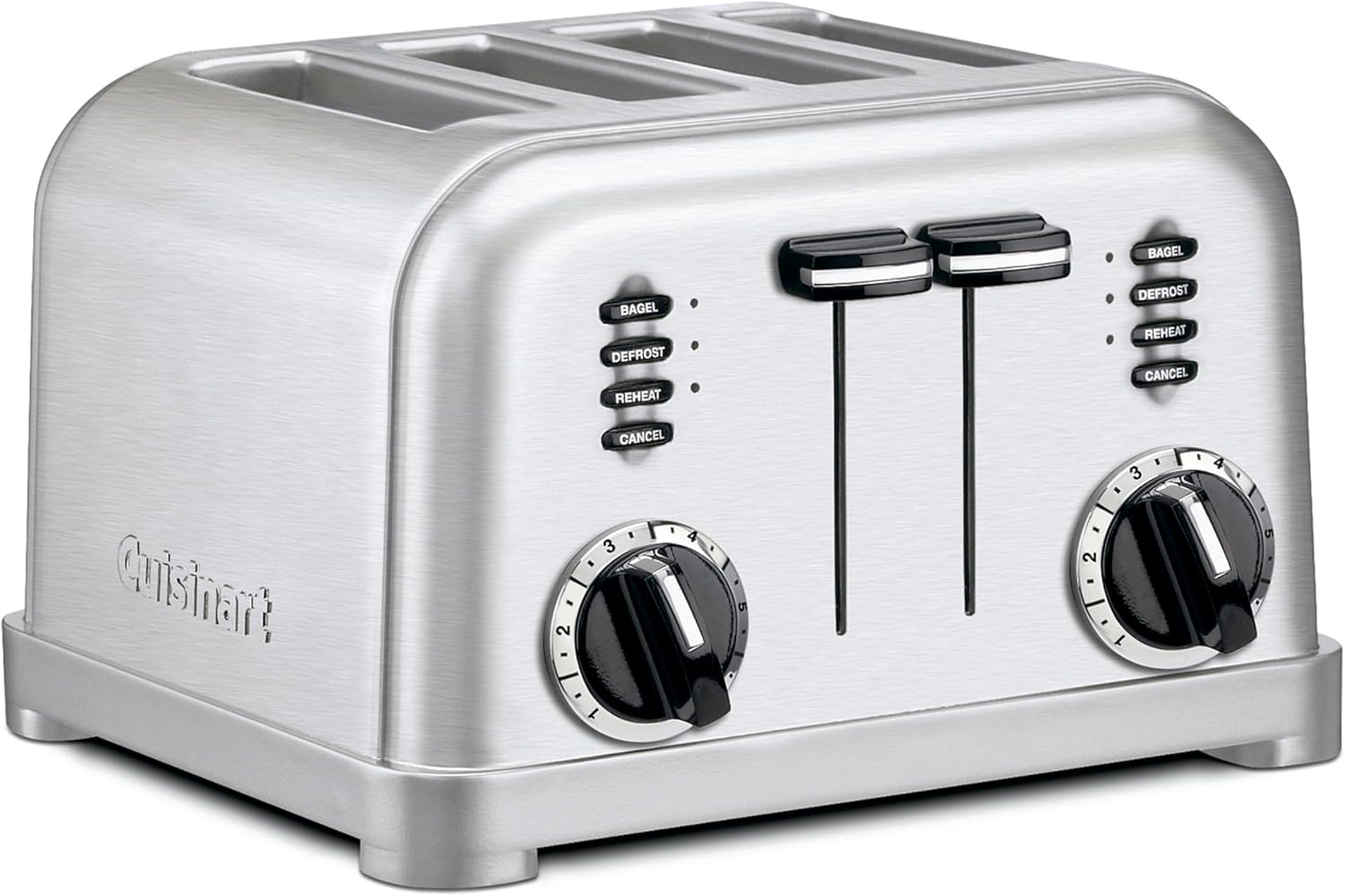 Cuisinart Toaster, Extra-Wide Slots, Stainless Steel, 4-Slice| Bagel, pastry & bread toaster with defrost/reheat functions, 6-setting browning dials & a slide-out crumb tray, CPT-180P1