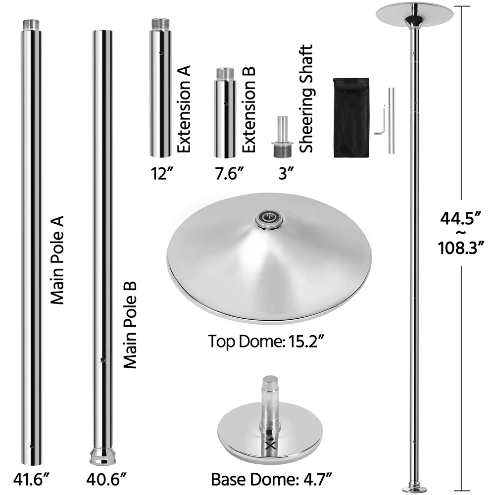 45mm Height Adjustable Portable Removable Dance Pole, Silver(Silver) - Image 5
