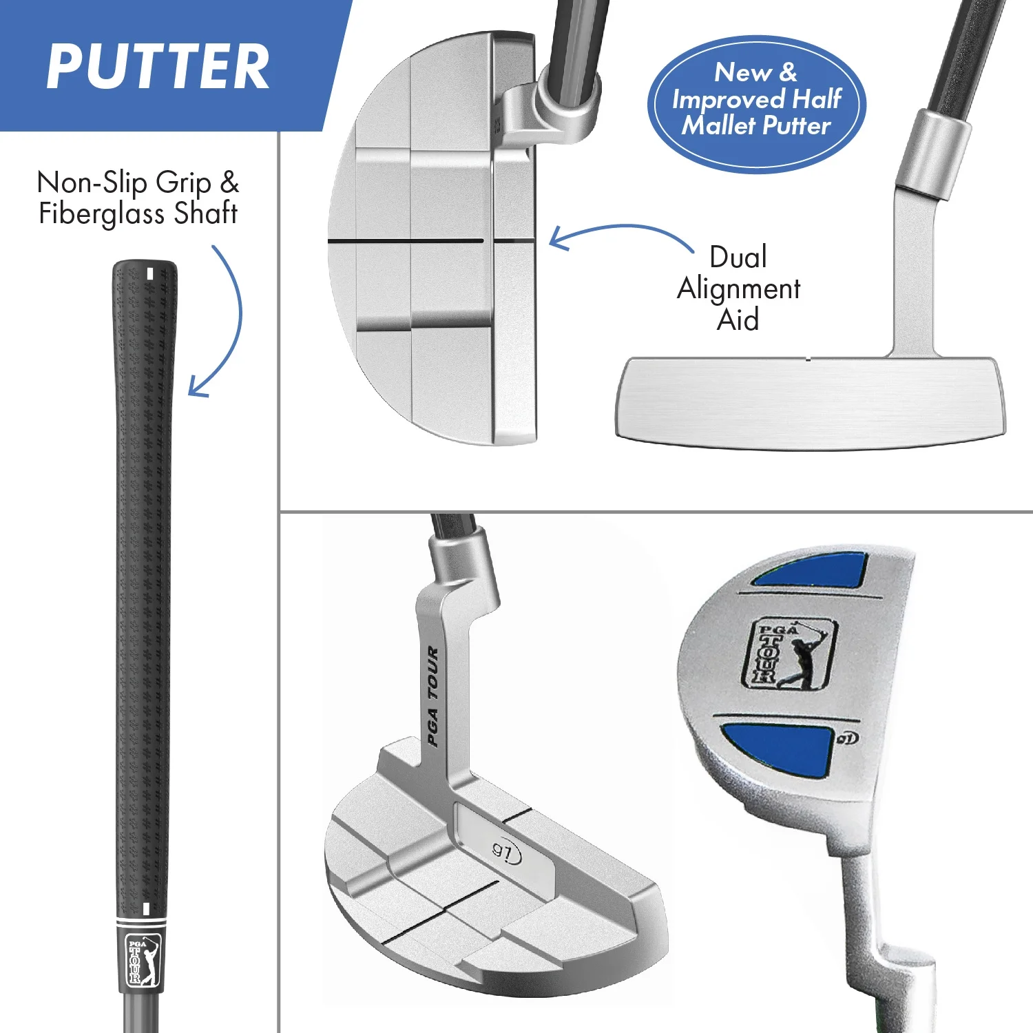 Right-Handed 10 Piece Kids Golf Club Stand Bag Set; Player Height 4'8 5'2", Ages 8-12(Right-Handed/10/Blue) - Image 6