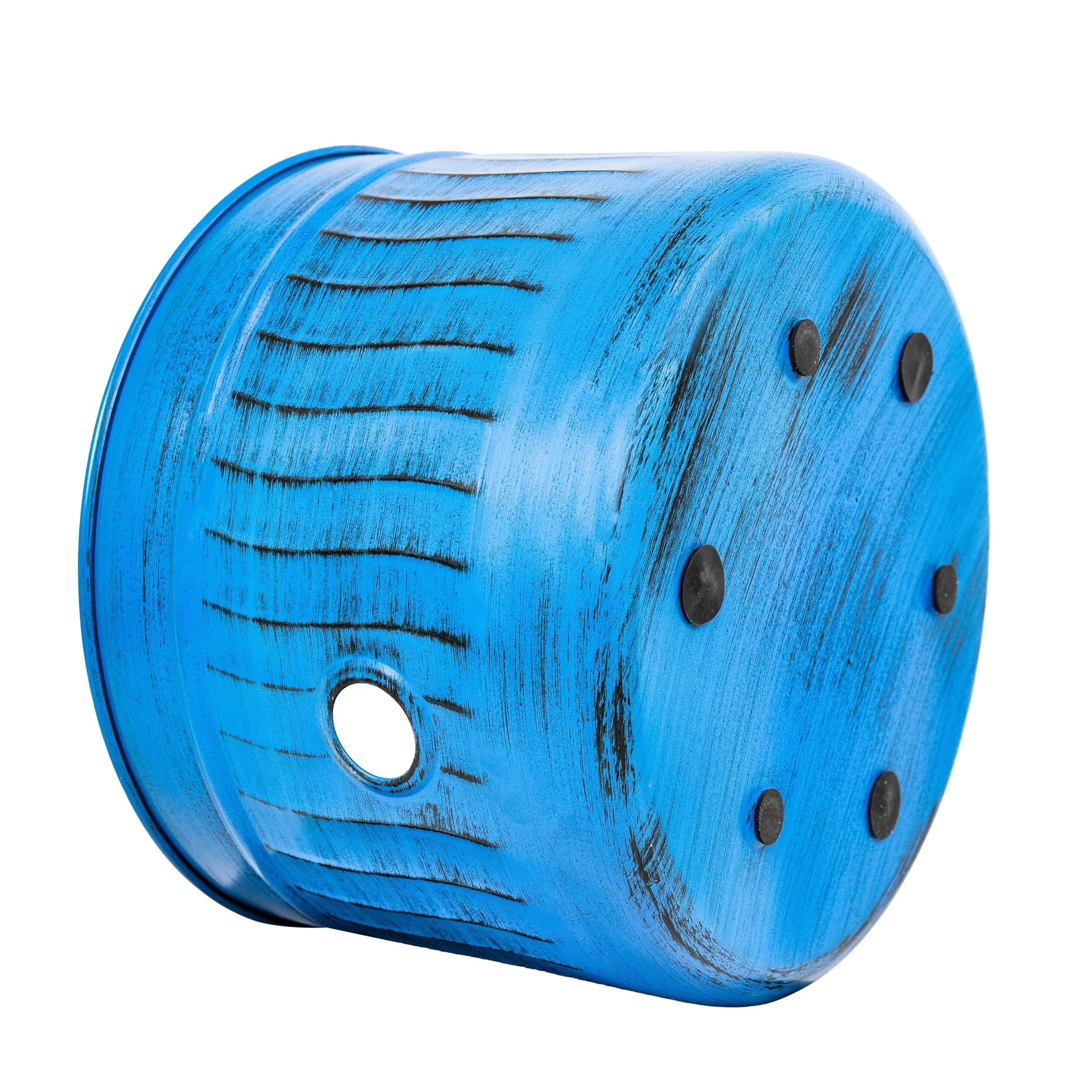 Sunnydaze 17.5 Embossed Metal Garden Hose Holder Pot with Lid, Blue Patina