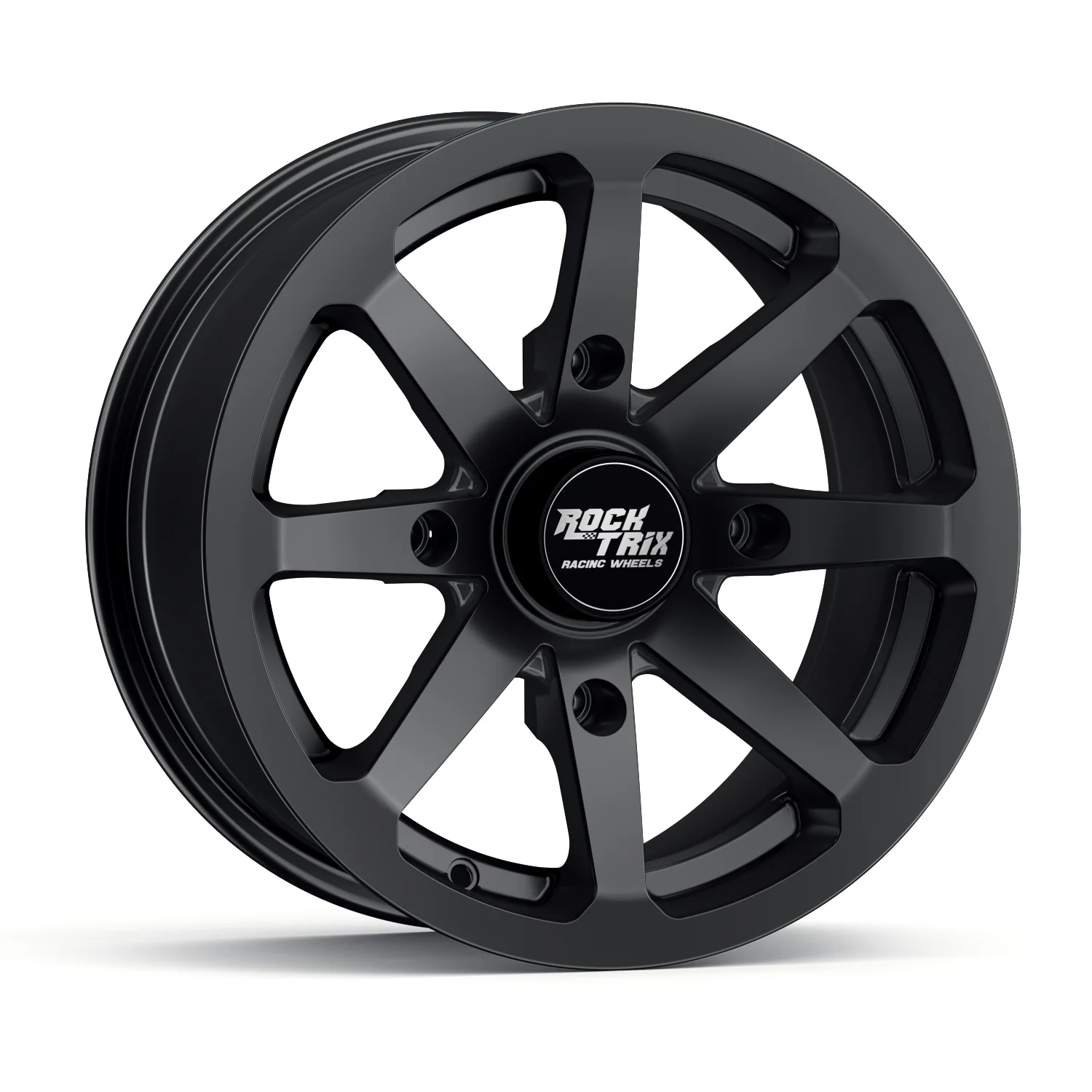 RT102 4pc 14in ATV Wheels 4x110 Rims 14x7, 5+2 Offset, Includes 10x1.25 Lug Nuts Compatible with IRS Honda Kawasaki Yamaha Rubicon Rincon Brute Force Kodiak Grizzly Rhino 4/110 (Set of 4)(Black/14x7) - Image 6