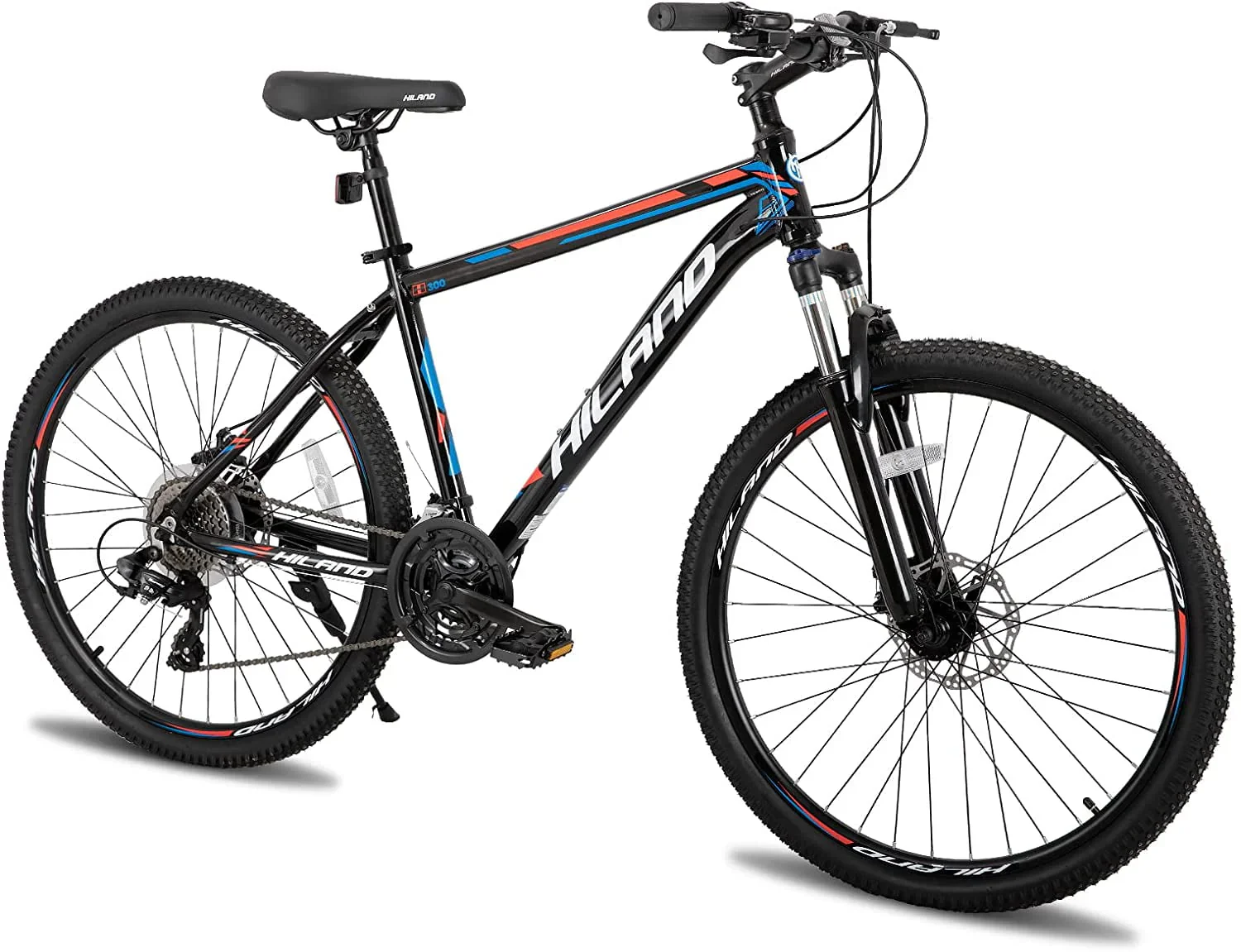 Hiland 26 inch Mens Mountain Bike,24 Speeds Shimano Drive Train MTB,Lock Out Suspension Fork, Black