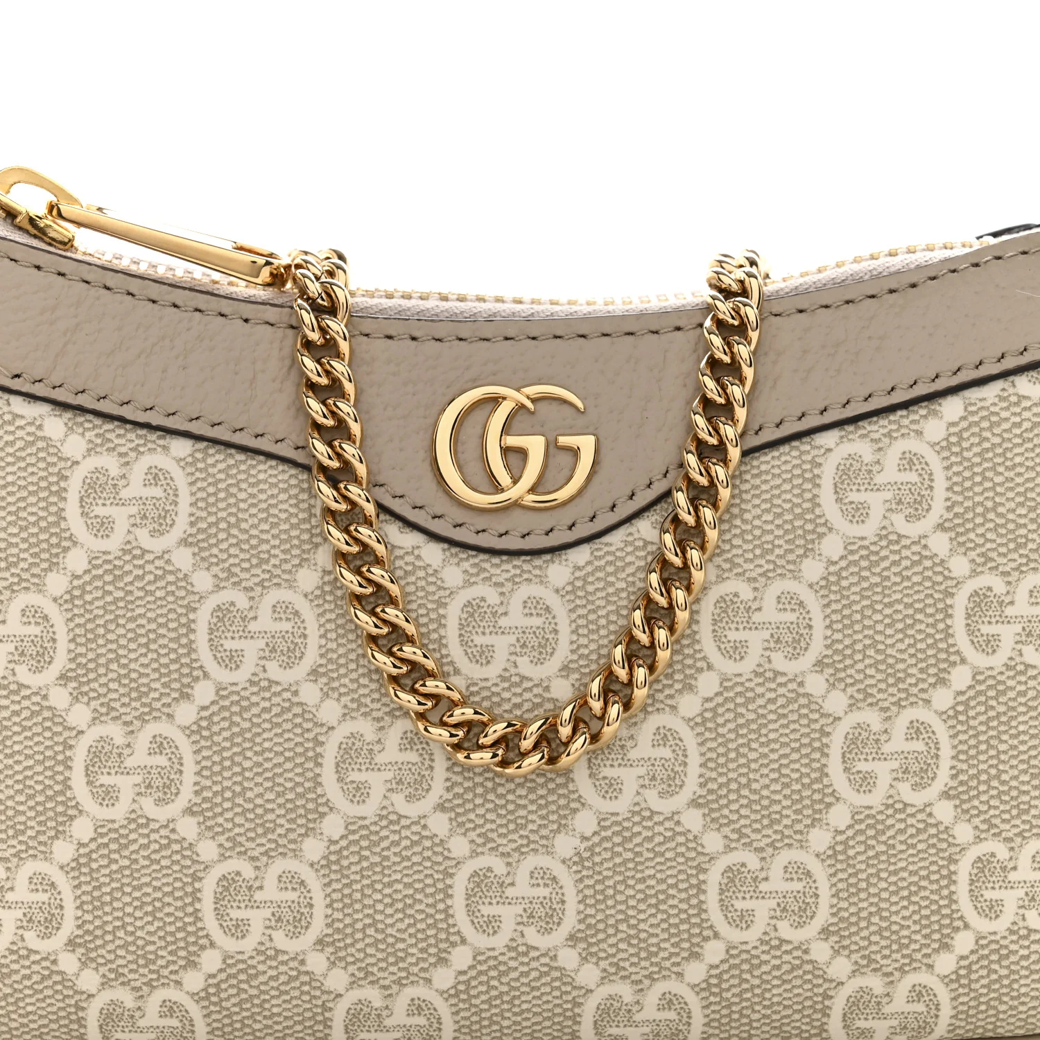 GG Supreme Monogram Textured Dollar Calfskin Web Mini Ophidia GG Handbag Beige Mystic White Oatmeal