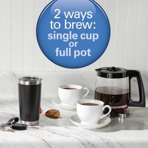 Cafetière Hamilton Beach 2-en-1 49980A, cafetière à une tasse et verseuse de 12 tasses, acier inoxydable, programmable