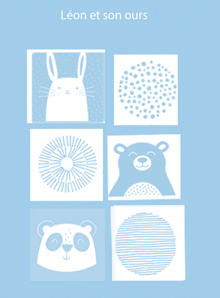 Plaid bébé laine mérinos motif animaux bleu pastel