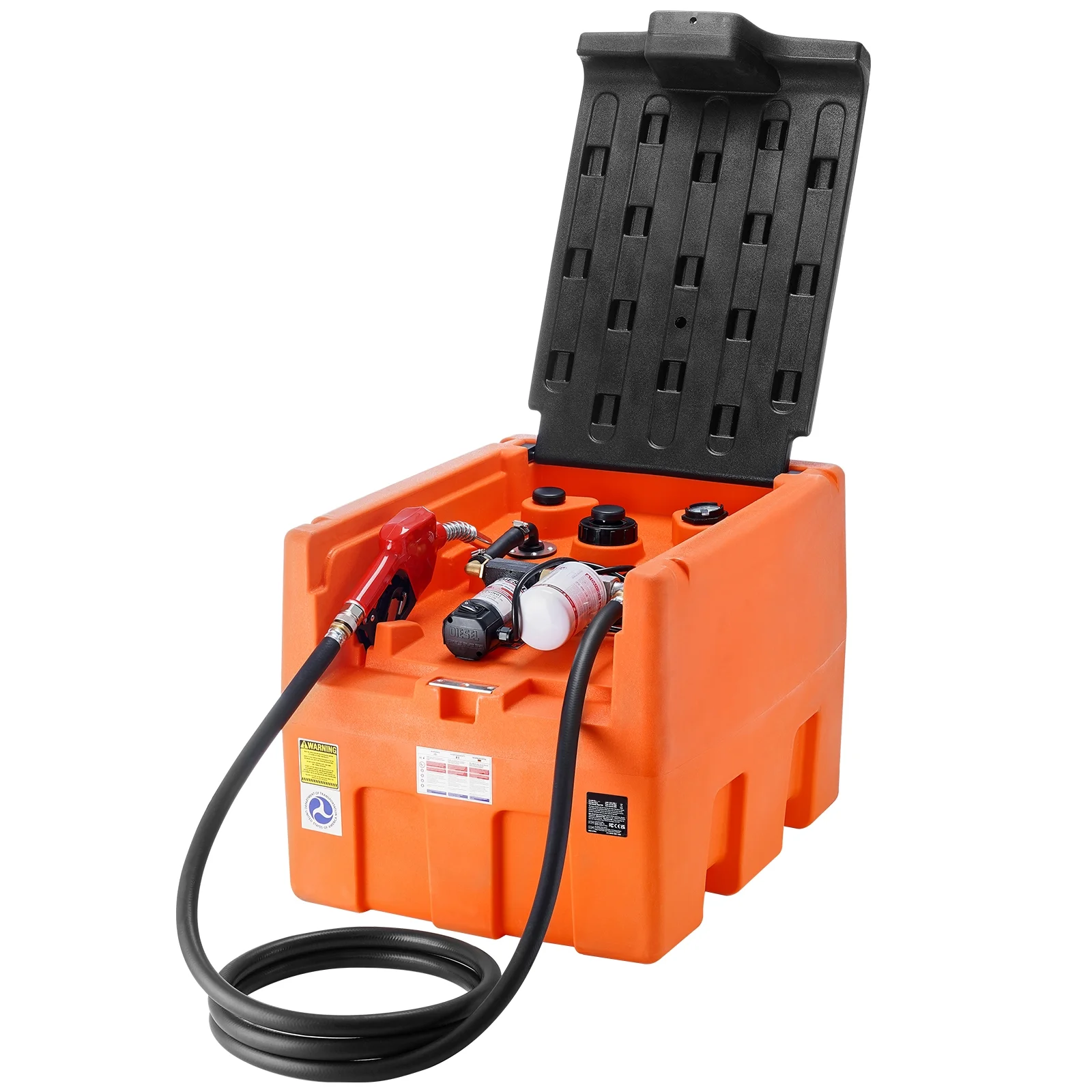 Mobile Diesel Container, 48 Gal Capacity, 10.6GPM Pump Speed, Includes 12V Electric Pump, 13.1 ft Hose Automatic Nozzle, Orange Diesel Fuel Tank for Smooth Transport - Image 5