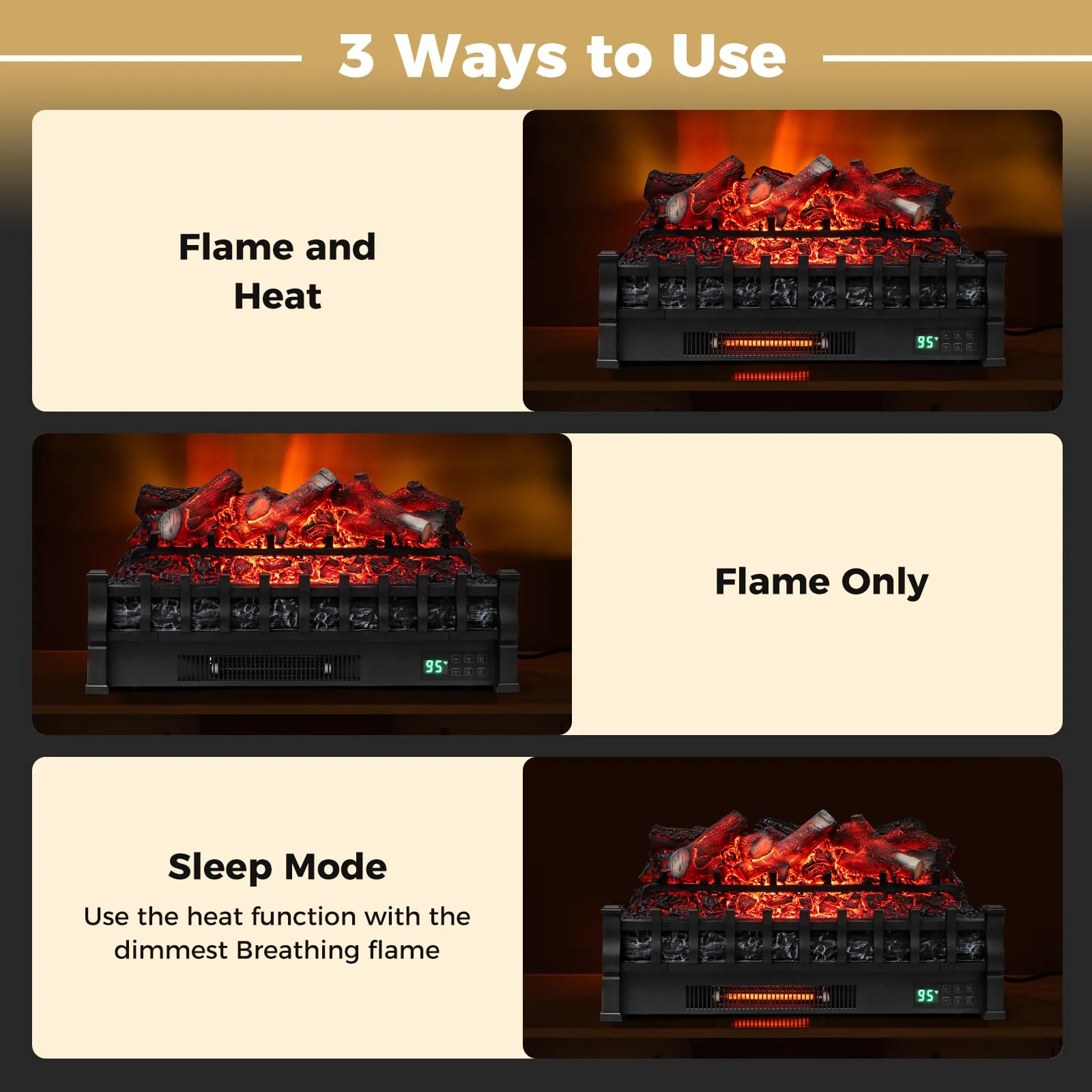 Tangkula 26 Inch Electric Fireplace Insert Log