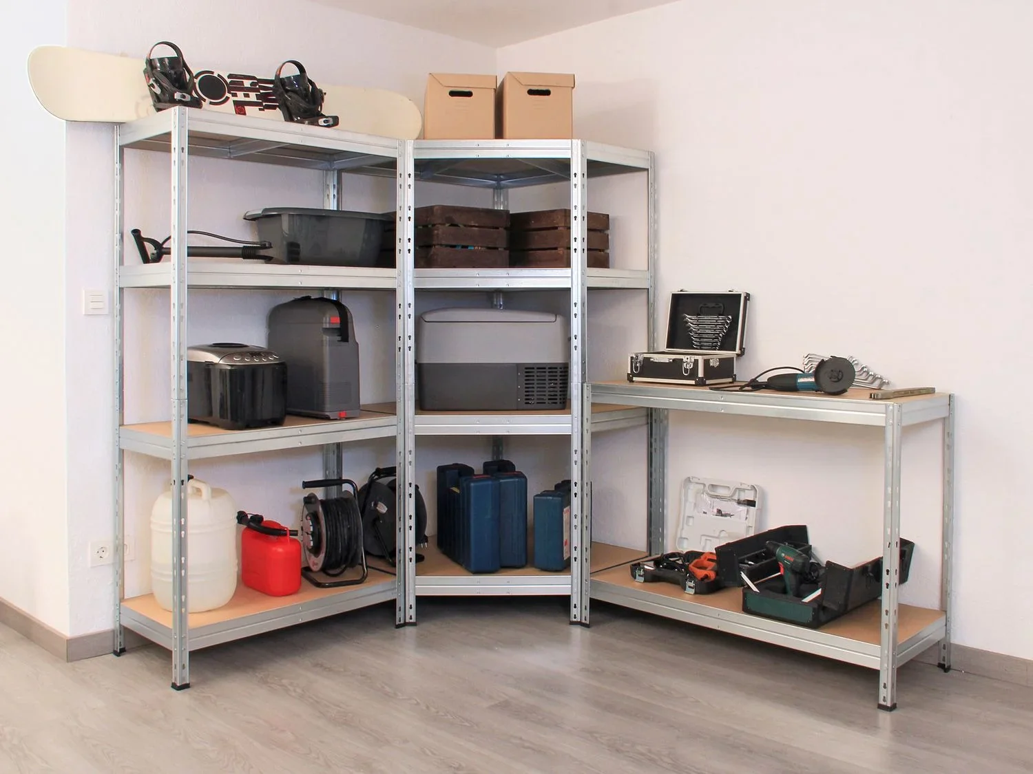 AR SHELVING Rayonnage d'angle Rivet, 4 tagres, 180 x 90 x 90 x 45 cm
