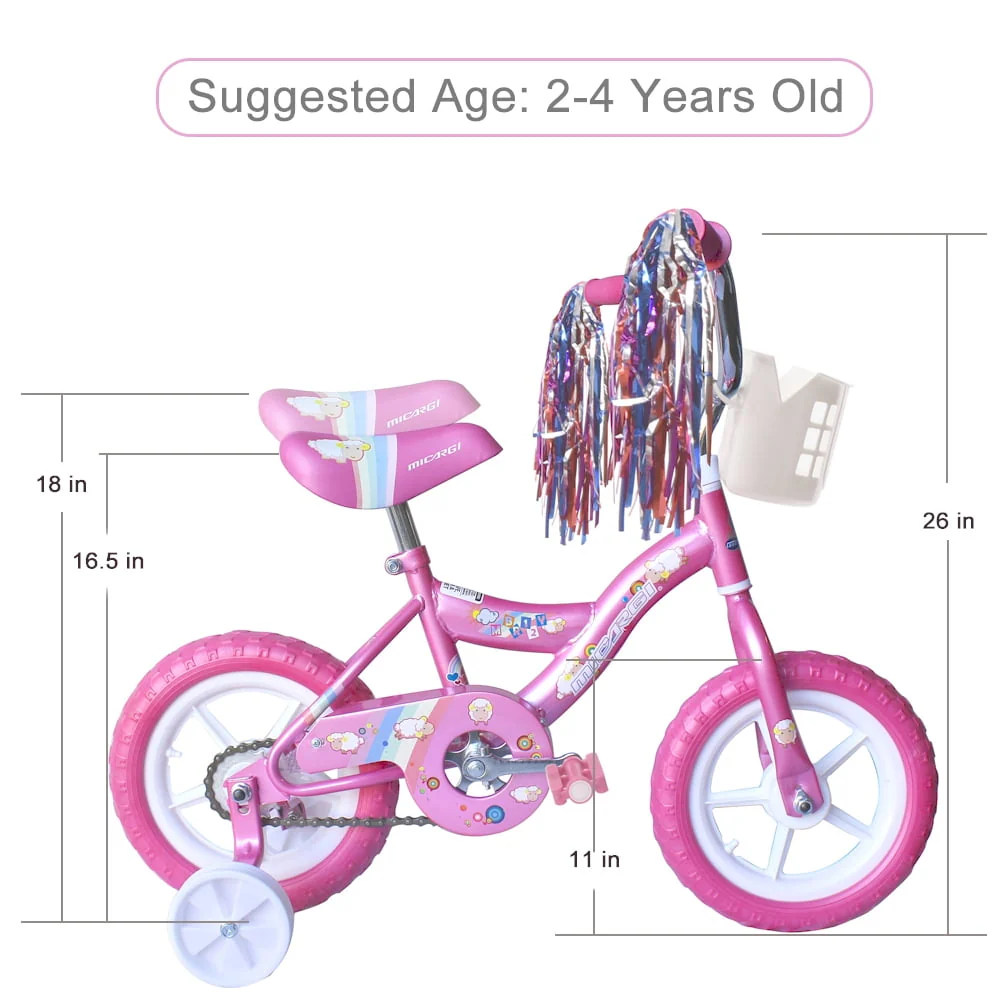12 In. Kid's Beginner Bicycle for 2-4 Years Old Boy's and Girl's with Foam Tire for Indoor Use No Brake, Pink - Image 5