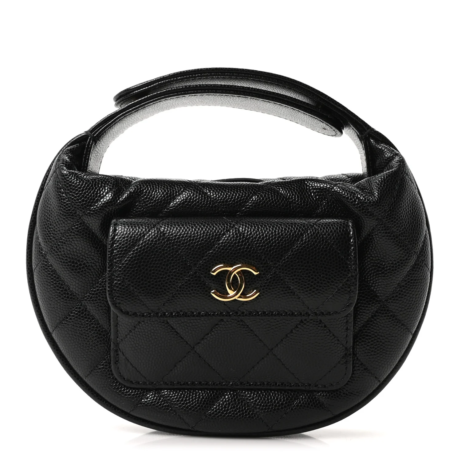 Caviar Quilted Polly Pocket Pouch Hobo Black