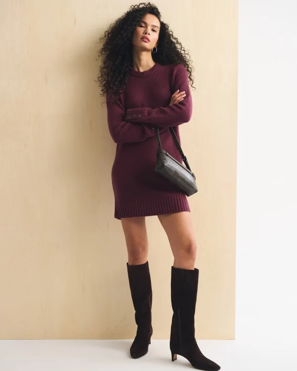 A&F Madeline Mini Sweater Dress - Maroon