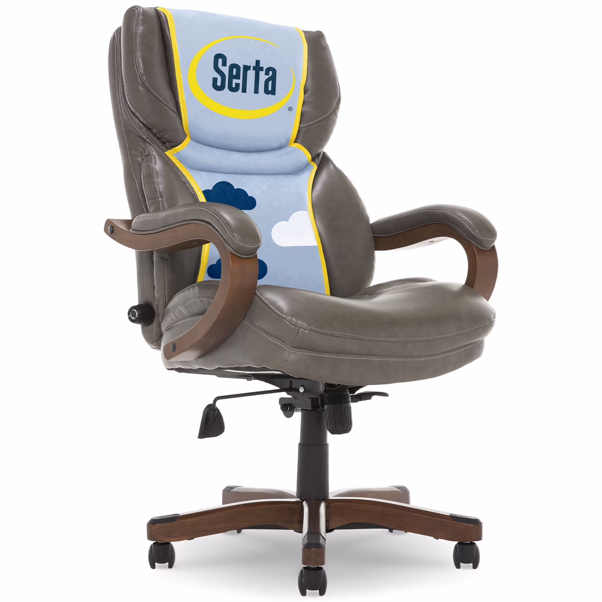 Serta Conway Big  Tall Office Chair, Ergonomic Adjustable Lumbar, Semi Plush Cushion, Body Pillows, Brown(Chestnut Brown)