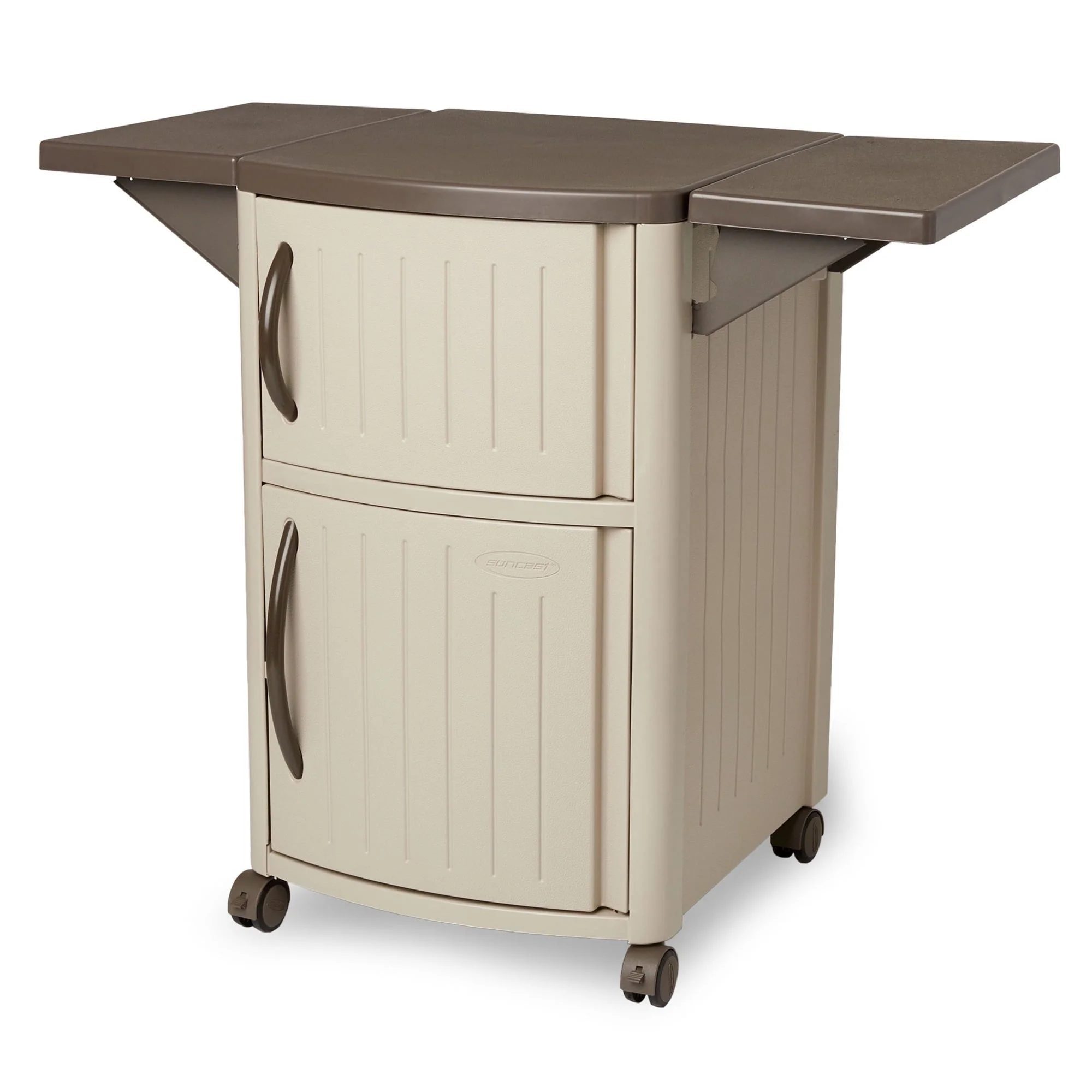 Suncast DCP2000 Portable Outdoor Prep Serving Grill Station Table and Cabinet