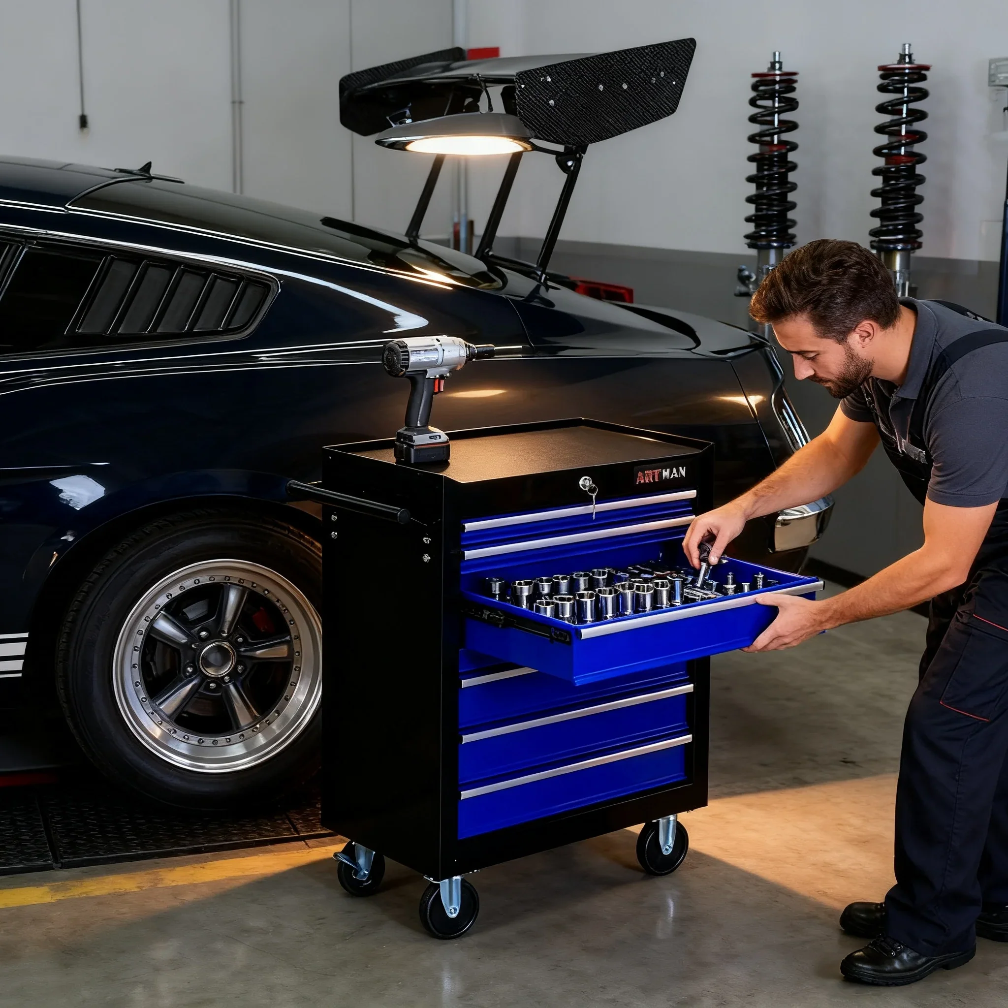 ARTMAN 7 Drawer Tool Rolling Storage Cart ,Tool Boxes Tool Chest with Wheels and Drawers for Garage Workshop Warehouse