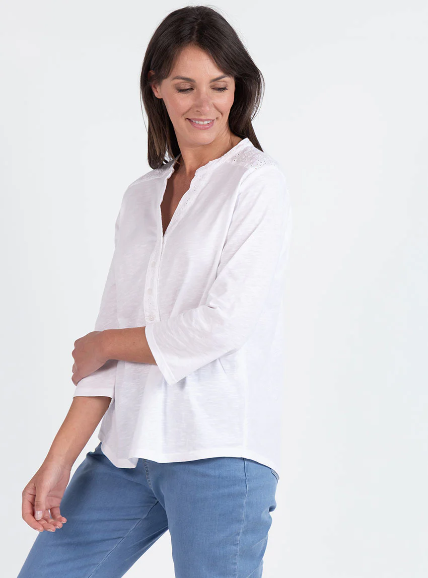 Blouse  femme en maille de coton blanc