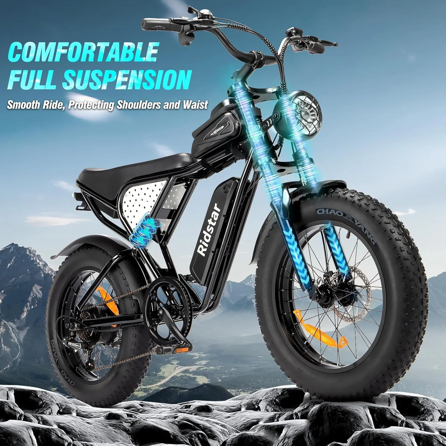 Electric Bike for Adults,Peak 1500W 30MPH,48V 15.6Ah Electric Bicycle,Full Suspension Mountain Bike UL2849(20inch-1000W-48V 15.6AH) - Image 10