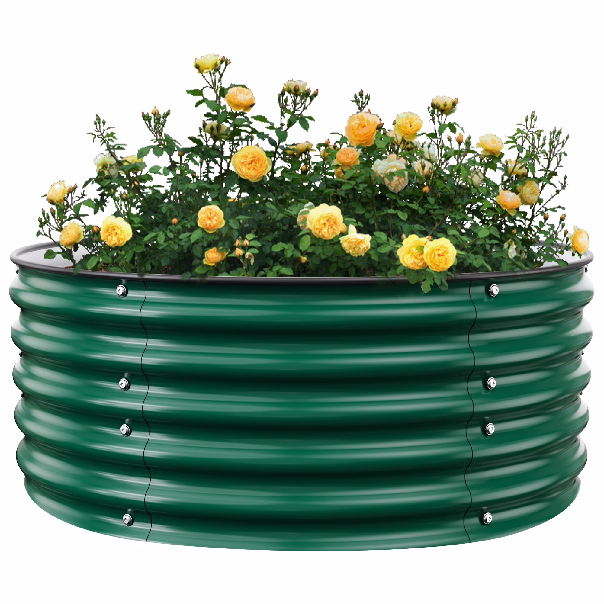 Mocogarden 17 Tall Metal Raised Garden Bed 42 Round Outdoors Galvanized Planter Raised Bed Box with Anti-Rust Paint for Planting Vegetables and Herb(Deep Green)