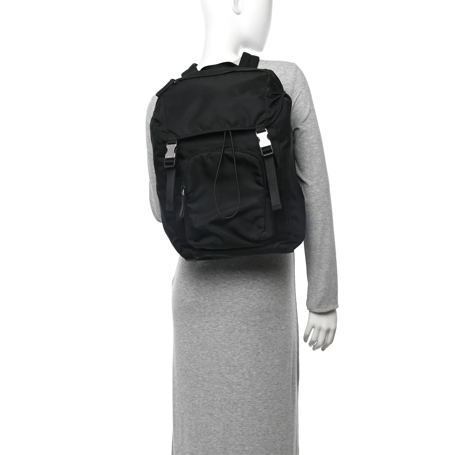Tessuto Nylon Montagna Double Buckle Backpack Black